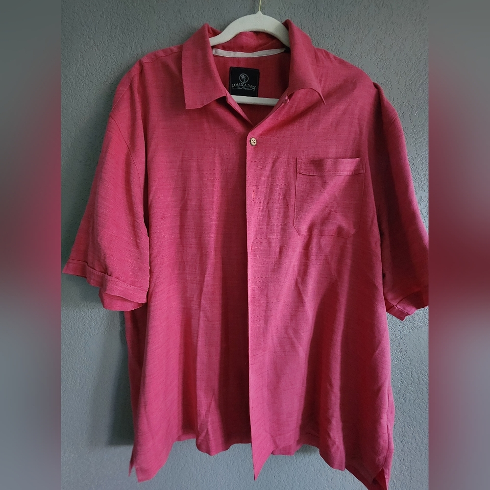 Jamaica Jaxx Pink Silk Casual Button Down Shirt